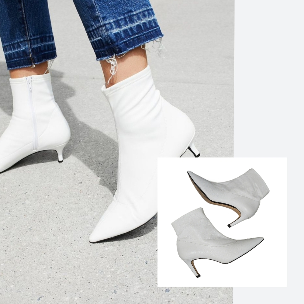 ZARA ZW Collection Pointed Toe Leather Zip-Up Stiletto Heel Ankle Boots